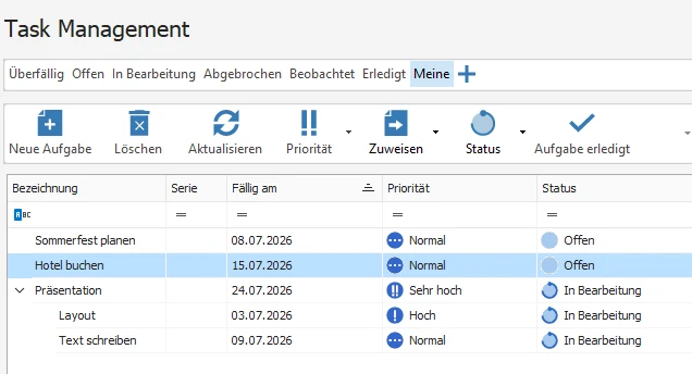 Zu Teilaufgabe verschieben