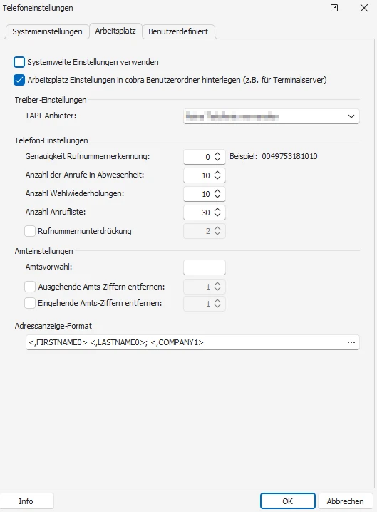 Telefoneinstellungen Arbeitsplatz