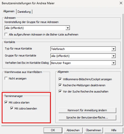 Terminmanager Autostart-Option