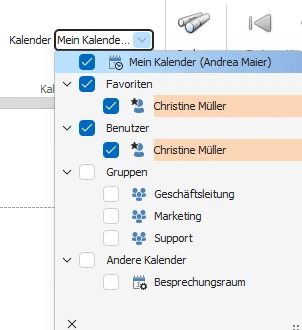 Druck Kalenderauswahl