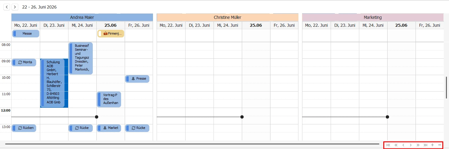 Kalender nebeneinander