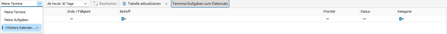 Liste in Adressansicht
