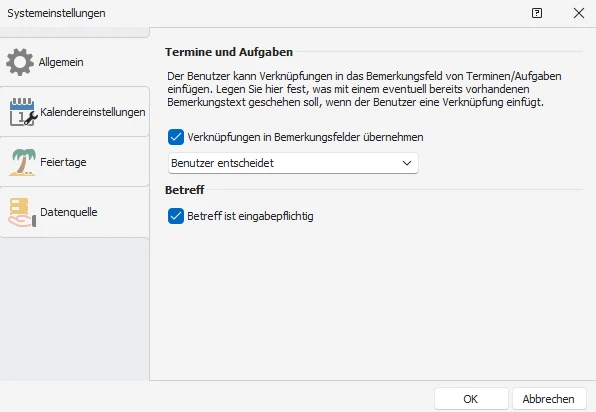 Systemeinstellungen Allgemein