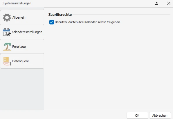 Systemeinstellungen Kalender