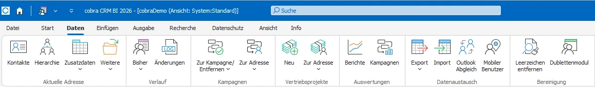 Tastaturkürzel im Menüband