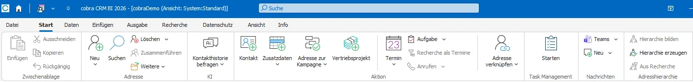 Menüband mit Tastaturkürzeln