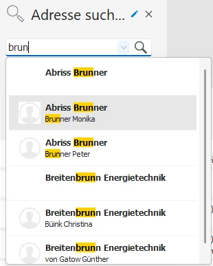 Widget Adresse suchen