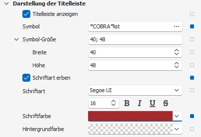 Titelleisten-Einstellungen