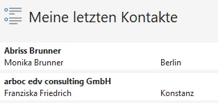 Widget Meine letzten Kontakte