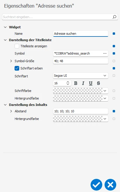 Widget-Optionen