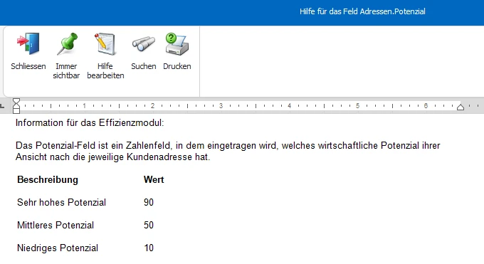 Editor für Feldhilfe