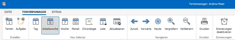 Menüband des Terminmanagers