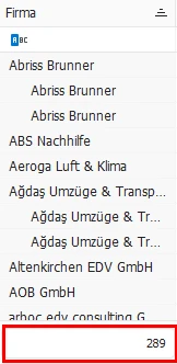 Aggregat-Wert in der Fußzeile