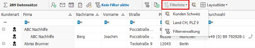 Filterliste