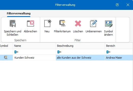 Filterverwaltung