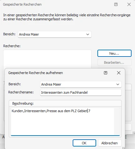 Gespeicherte Recherchen
