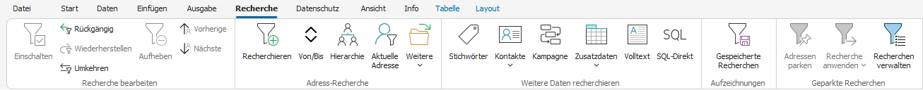 Recherche-Menüband