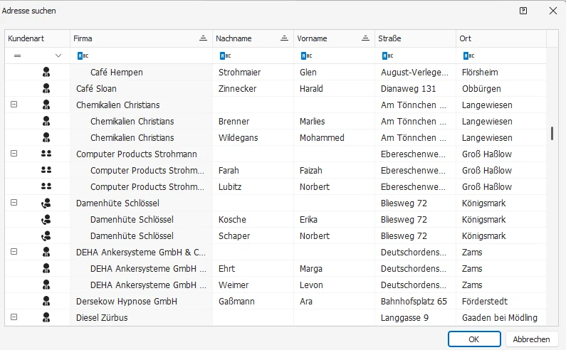 Adress-Suche