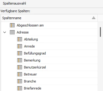 Sammelspalte Adresse